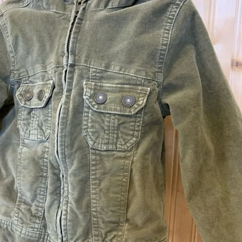 Baby Gap Green Velvet Utility Coat Jacket Girls XS 4-5